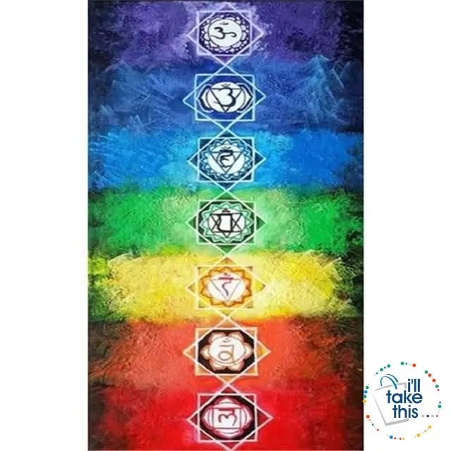 🧘 7 Chakra Colored, Mandala Blanket/Rainbow Stripes Tapestry Yoga Mats - Ideal for Yoga, Pilates Class