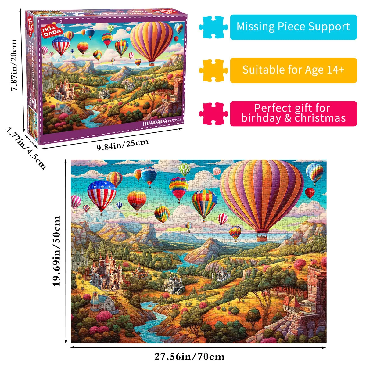 1000-Piece Hot Air Balloon Adventure Jigsaw Puzzle for Adults | High Difficulty | Scenic Puzzle for Relaxation & Cognitive Enhancement