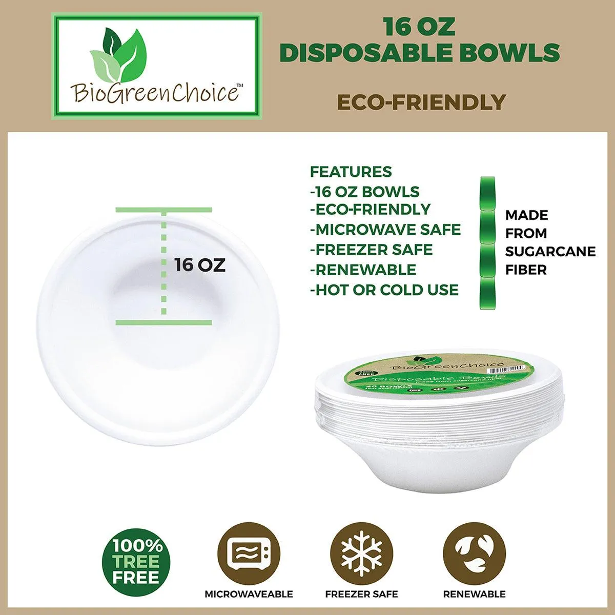 16 oz Eco-Friendly Disposable Soup Bowl