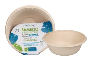 (20 PACK) 6" Inch Bamboo 11.oz Round Bowls