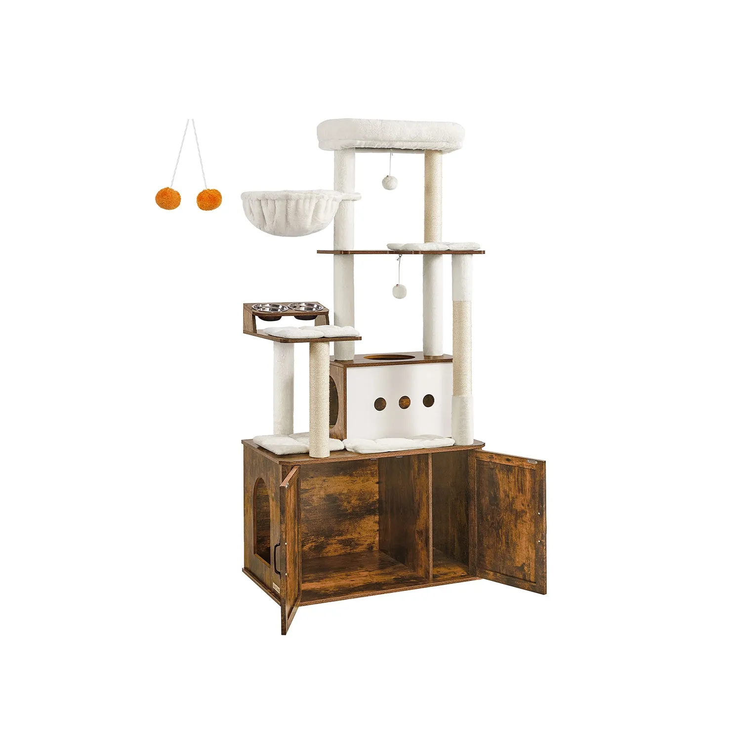 66.9-Inch Cat Condo with Food Stationr