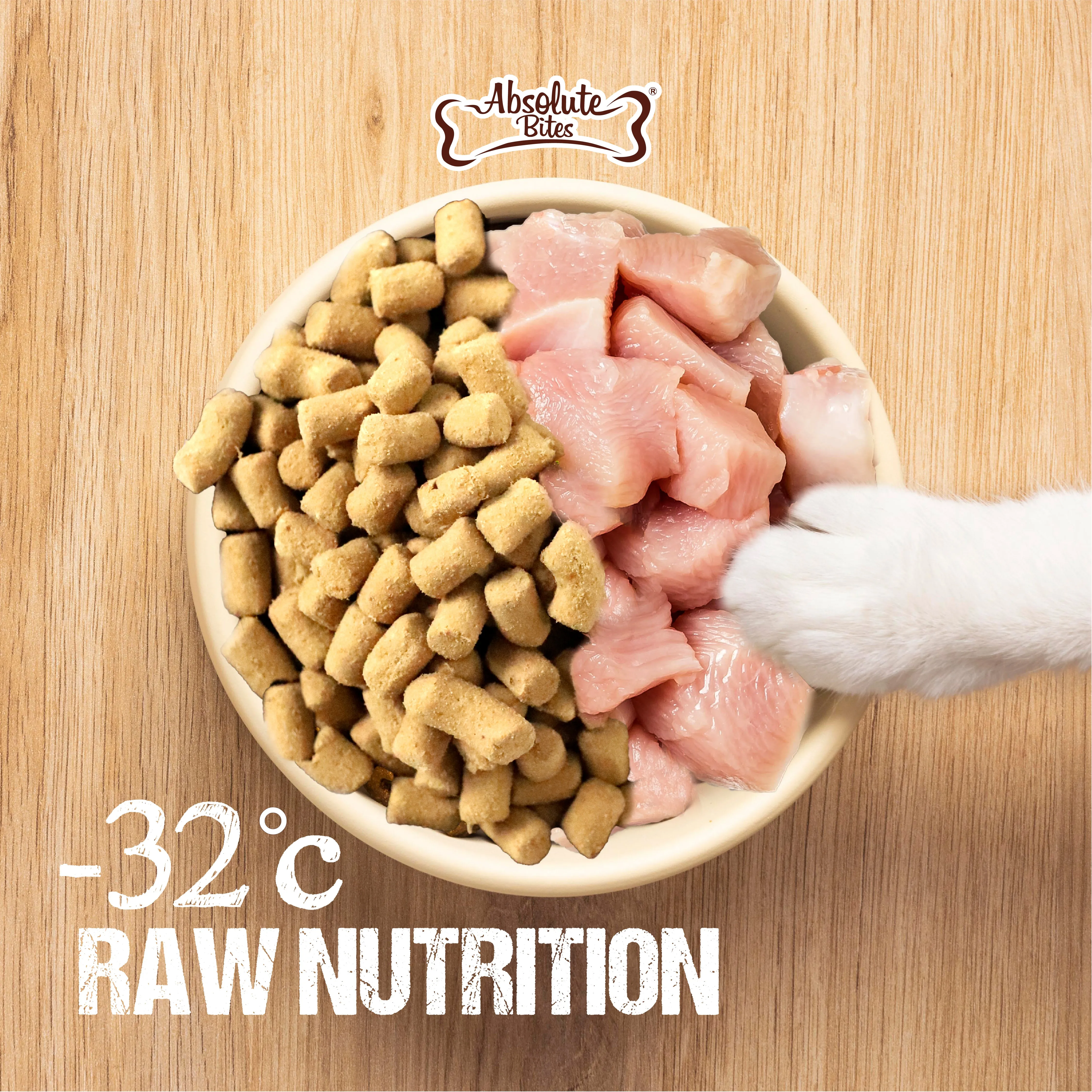 Absolute Bites Raw Chunks Freeze Dried Raw Food for Cats & Kittens - Salmon Recipe (280g)