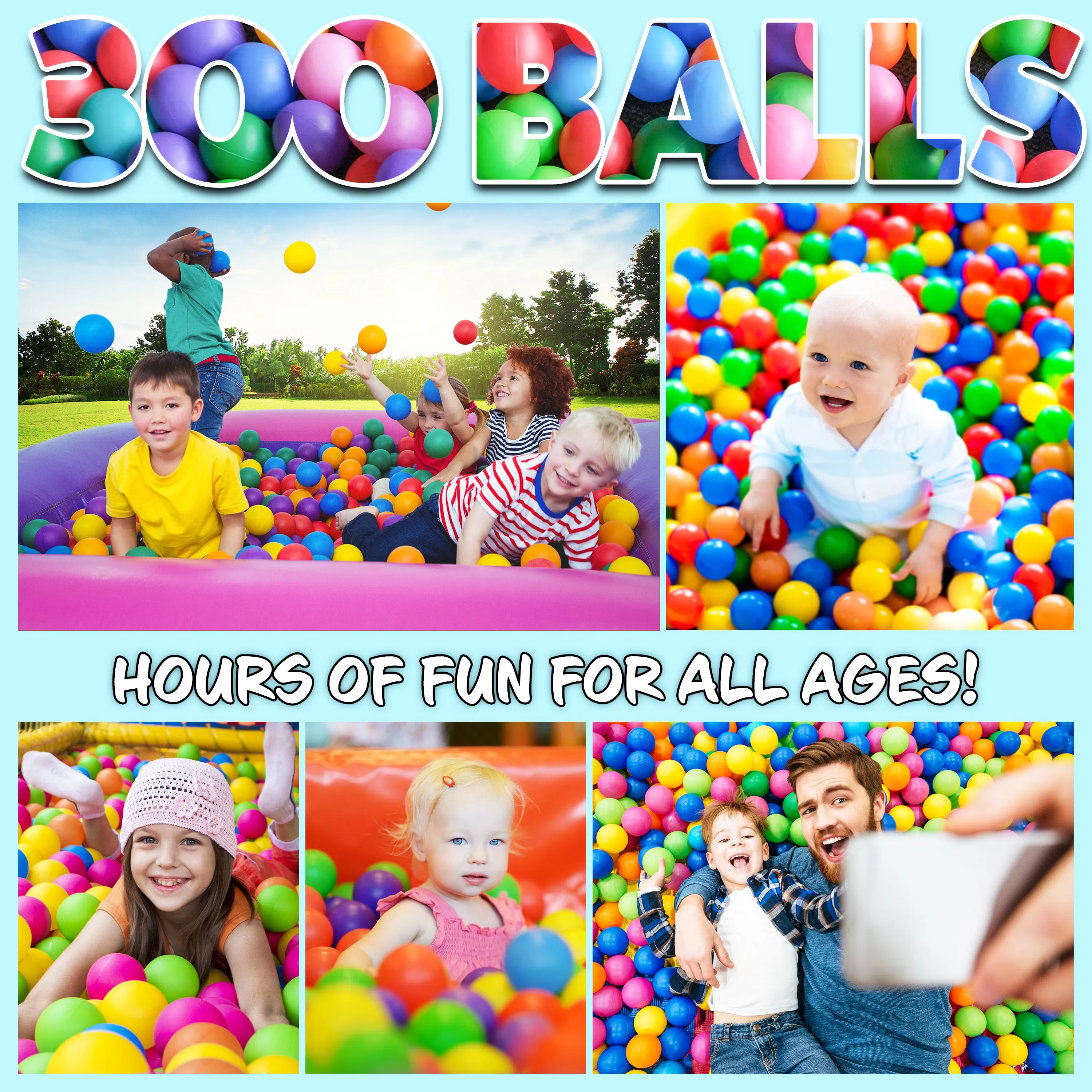 Ball Pit Balls Summer Outdoor Indoor Soft Balls for Kids  - 300 balls