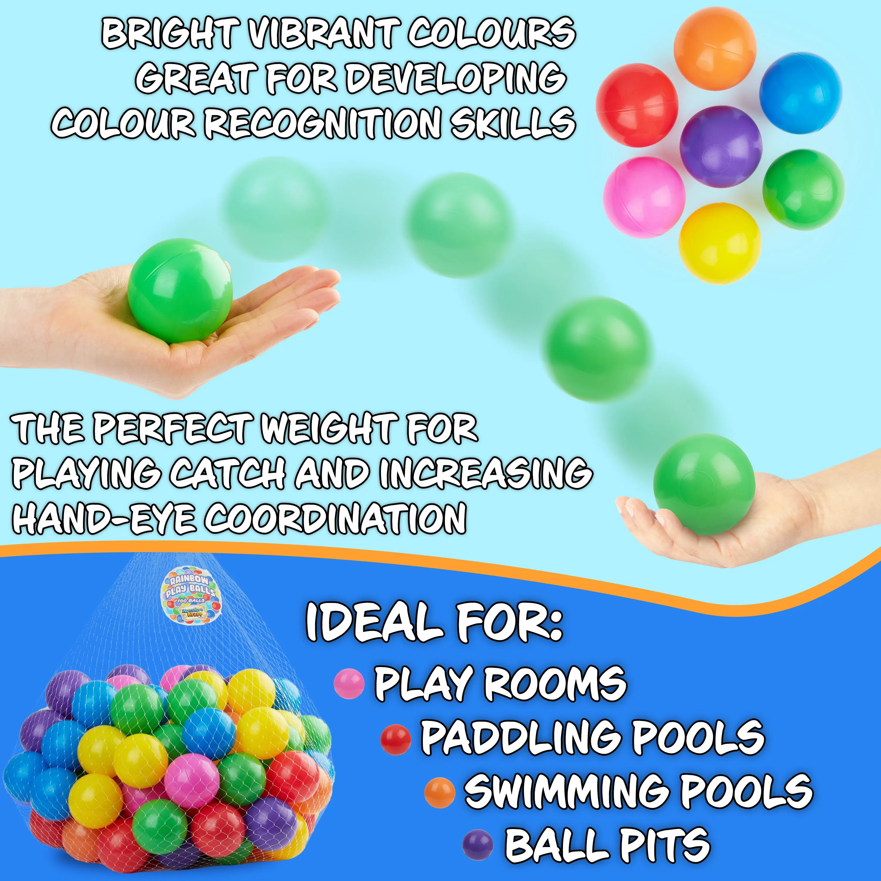 Ball Pit Balls Summer Outdoor Indoor Soft Balls for Kids  - 300 balls