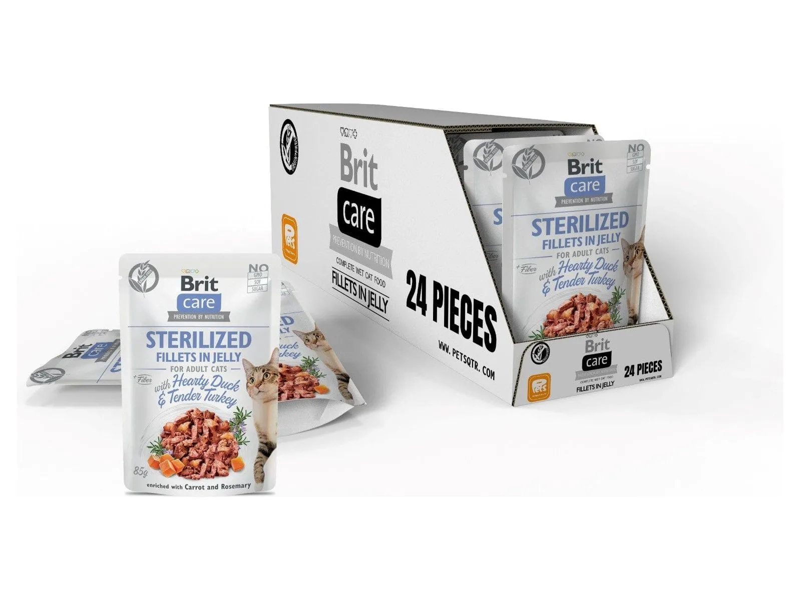 Brit Care Cat Sterilized. Fillets in Jelly with Hearty Duck & Turkey 24X85 g