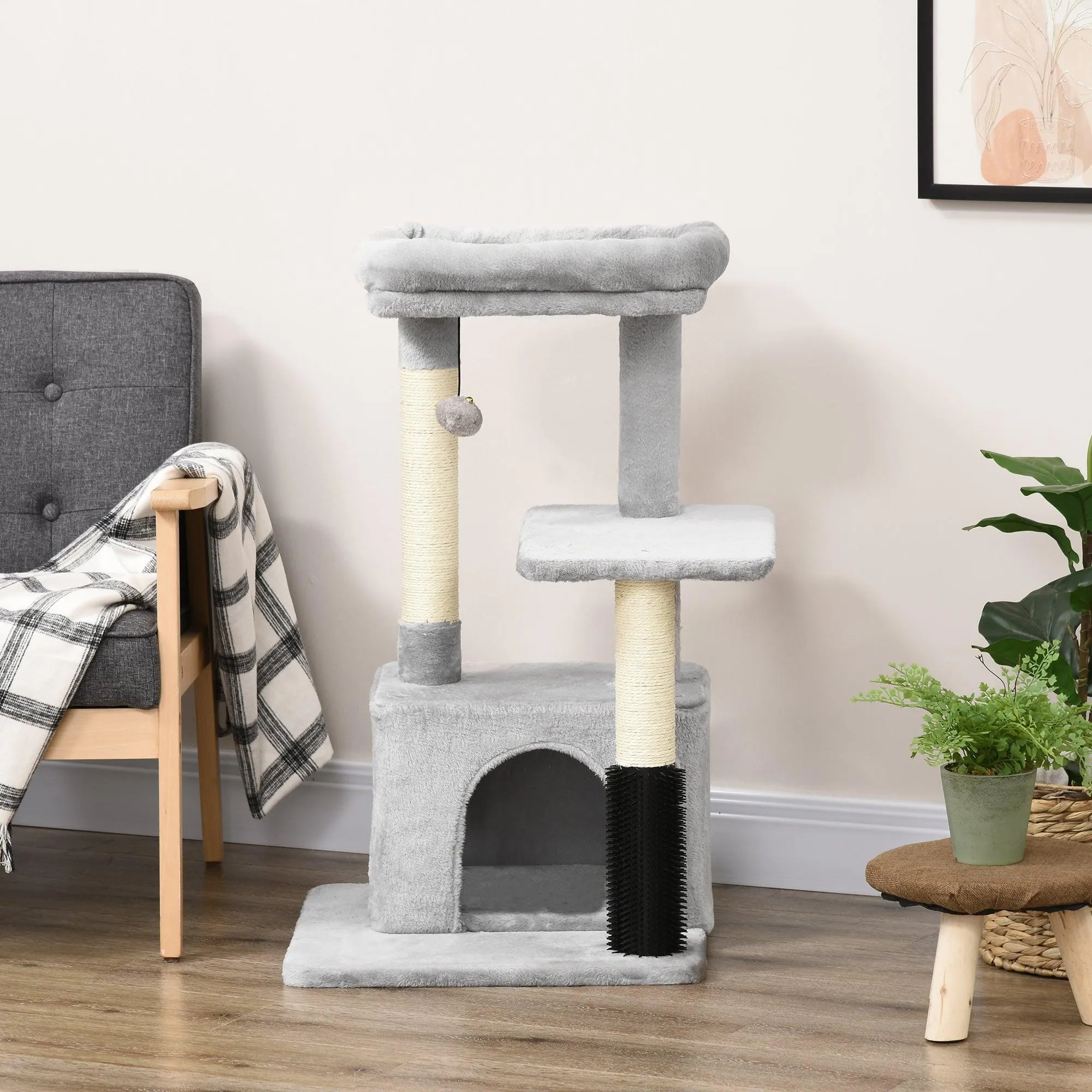 Cat Tree Climbing Activity Center w/ Scratchers, 85cm - Grey