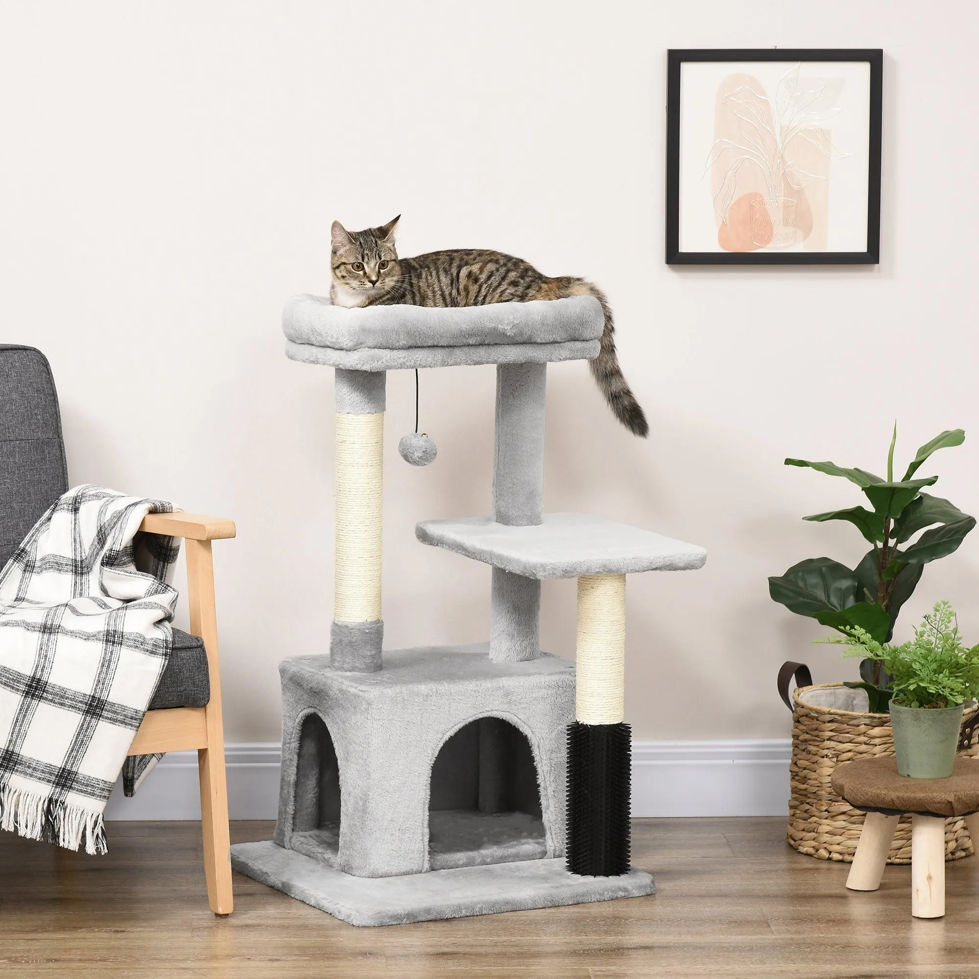 Cat Tree Climbing Activity Center w/ Scratchers, 85cm - Grey