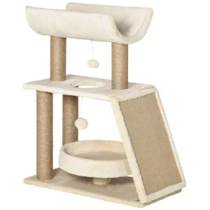 Cat Tree with Scratching Posts, 76cm - Light Brown