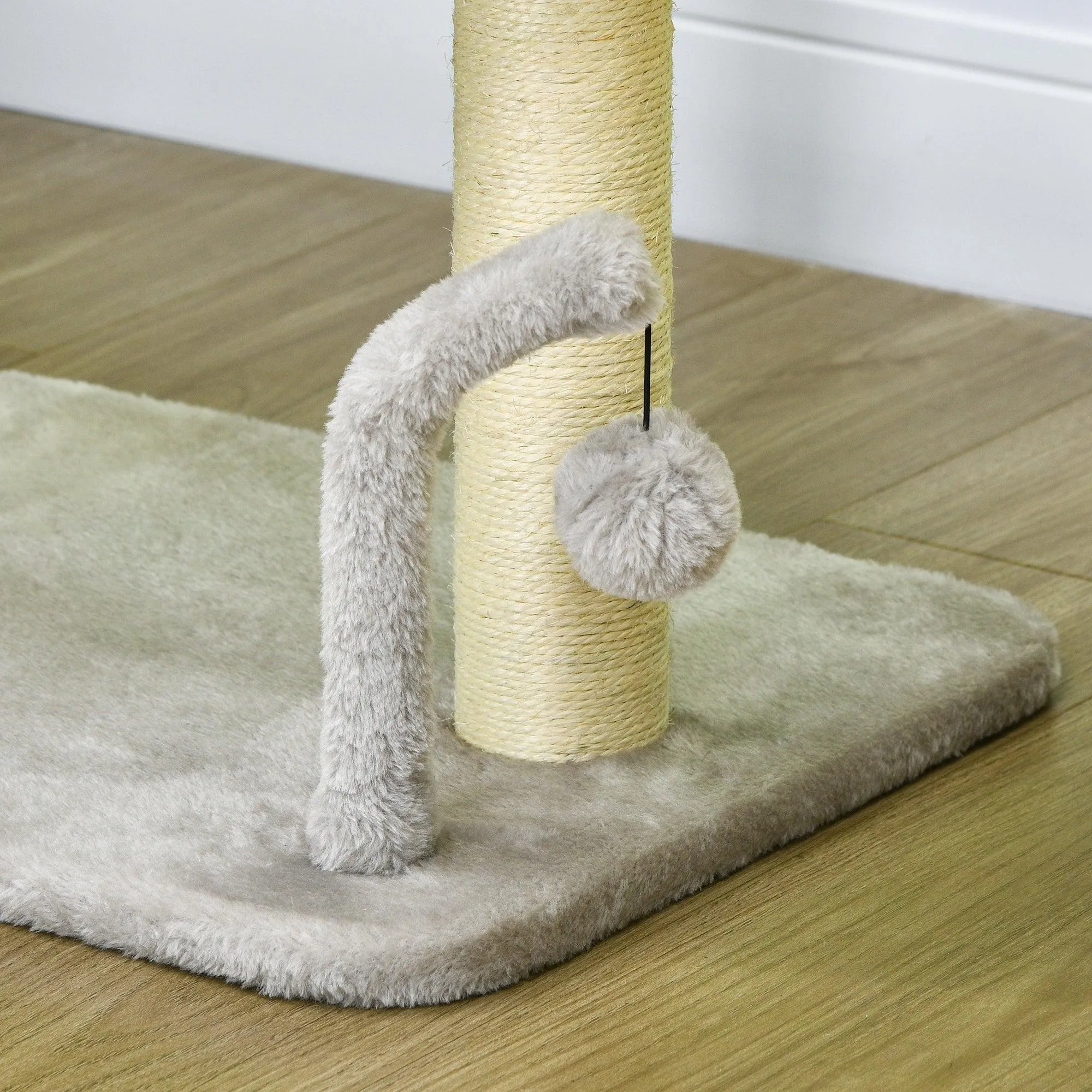 Cat Tree with Toy Balls and Sisal Scratching Post, 42cm - Light Grey