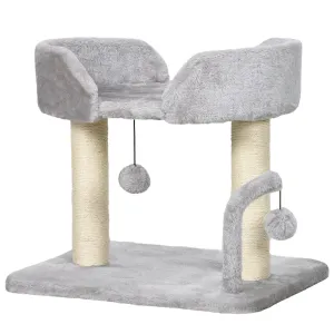 Cat Tree with Toy Balls and Sisal Scratching Post, 42cm - Light Grey