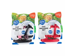 CAT WALKING SET WHITE DOTS 20-35cm / 10mm - 125cm