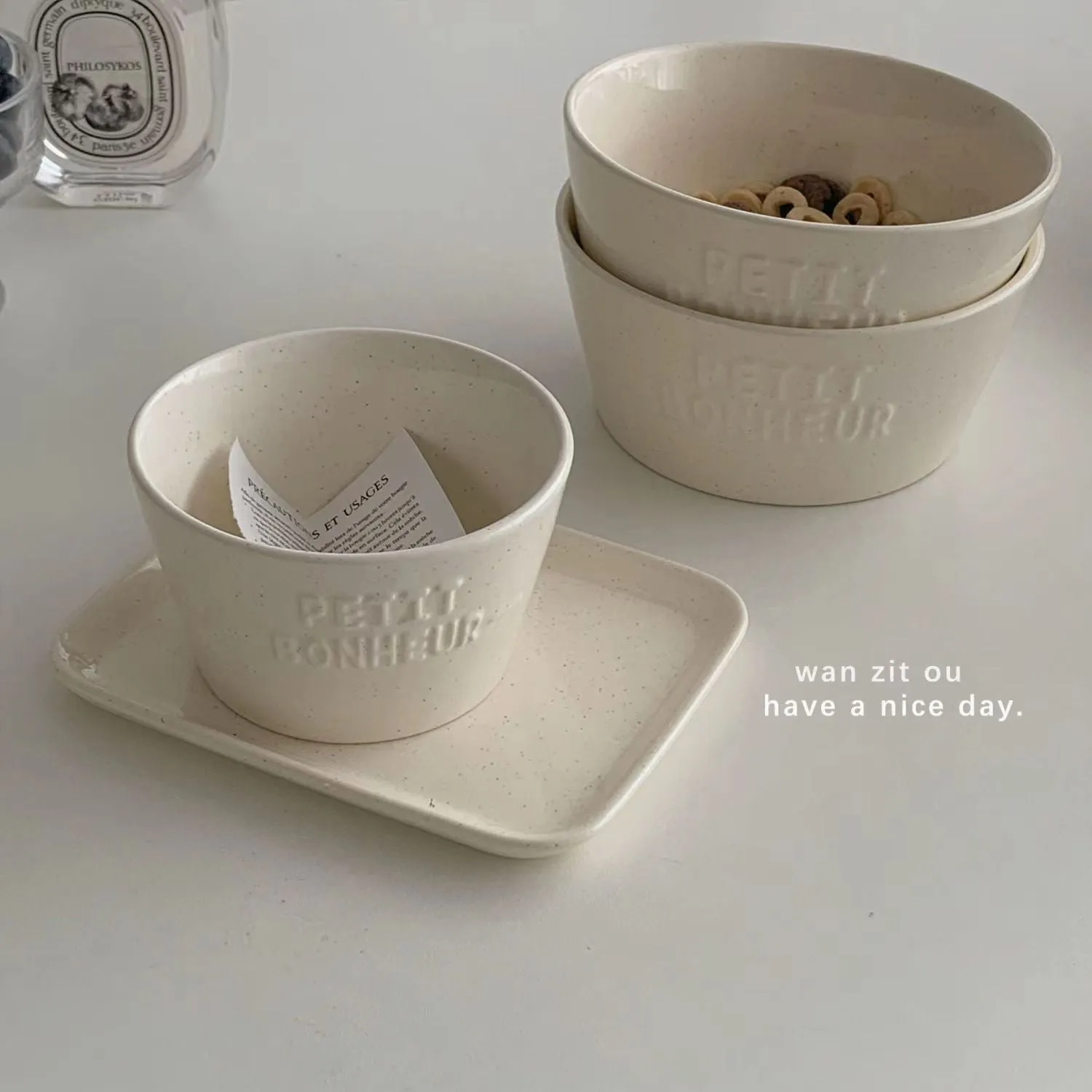 Ceramic Tableware Bowl with Sesame Point