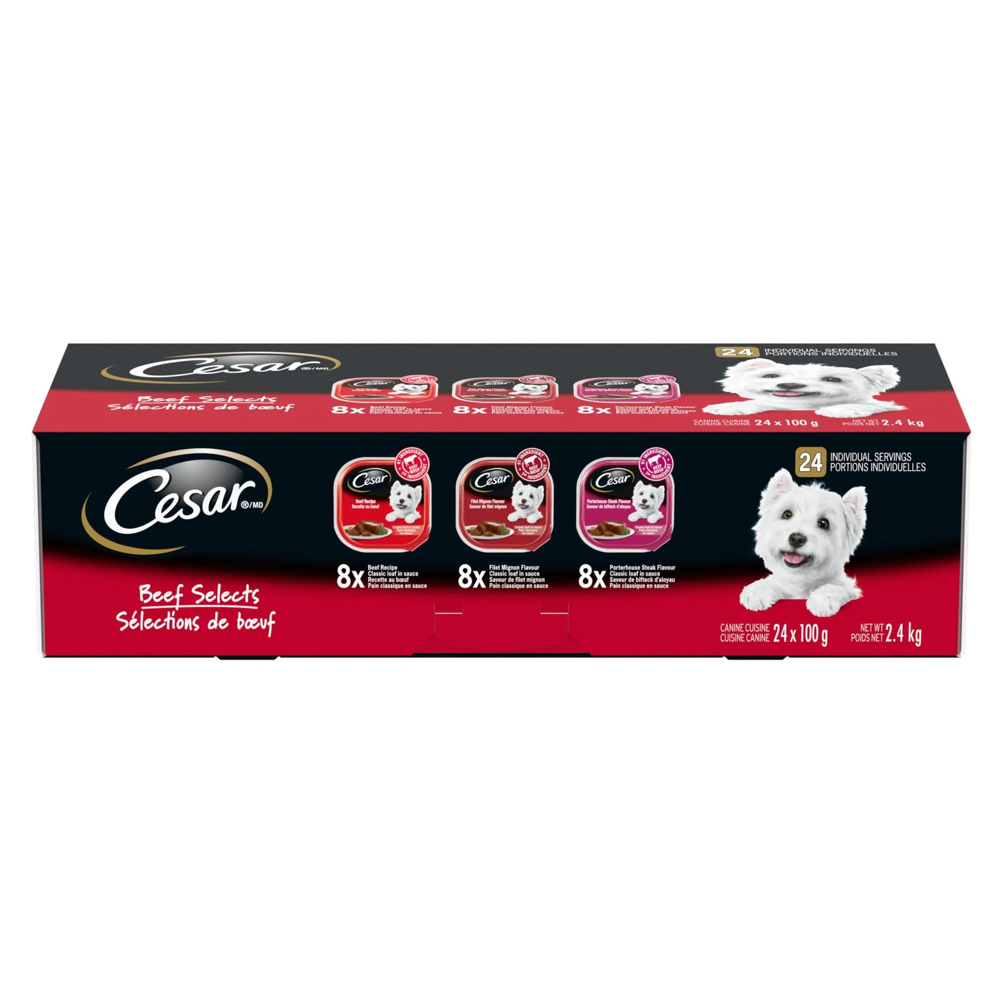 CESAR Classic Loaf in Sauce Adult Wet Dog Food Beef Selects Variety Pack.