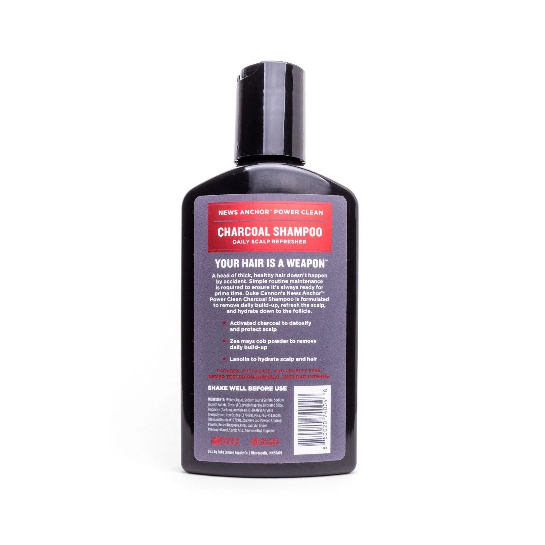 Duke Cannon Supply Co. News Anchor Power Clean Charcoal Shampoo