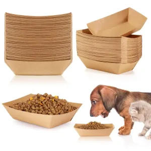 Eco-friendly Convenient Paper Serving Food Tray for Dog Feeding Bowls - 100pcs