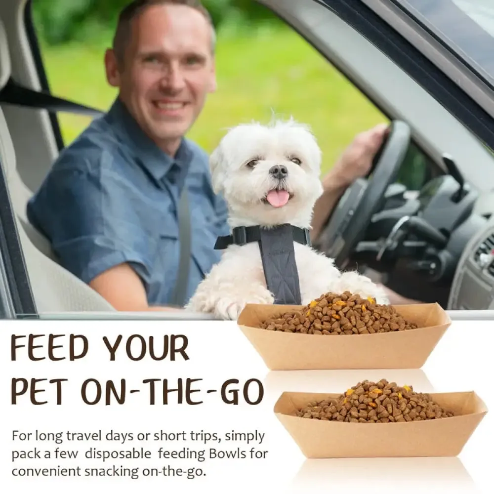 Eco-friendly Convenient Paper Serving Food Tray for Dog Feeding Bowls - 100pcs