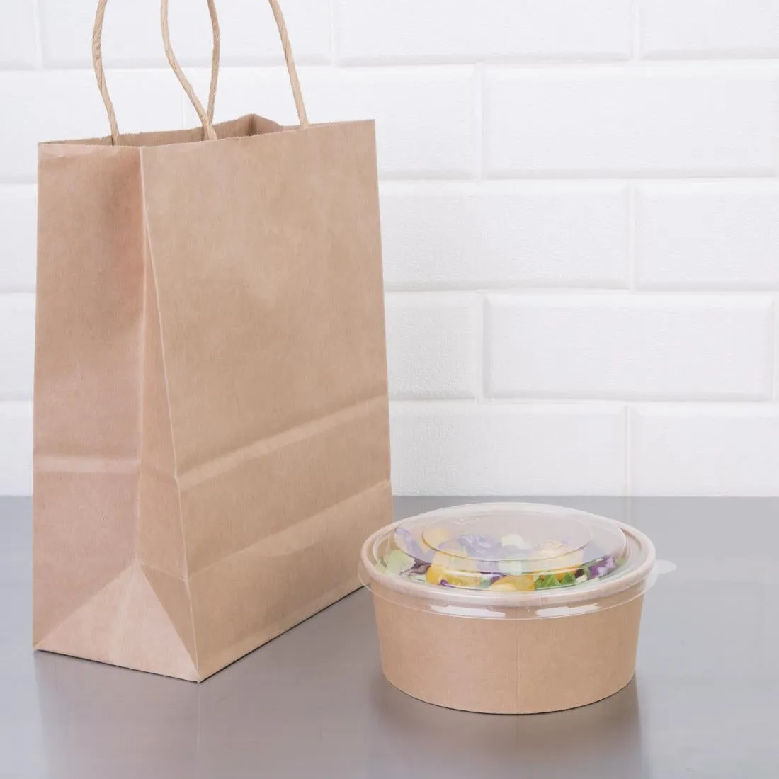 FB197 Fiesta Compostable Round Kraft Salad Bowls 750ml / 26oz (Pack of 300)