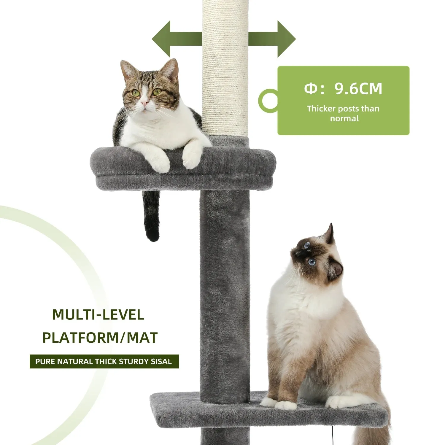 Floor to Ceiling Cactus Shape Adjustable Cat Tree