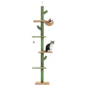 Floor to Ceiling Cactus Shape Adjustable Cat Tree