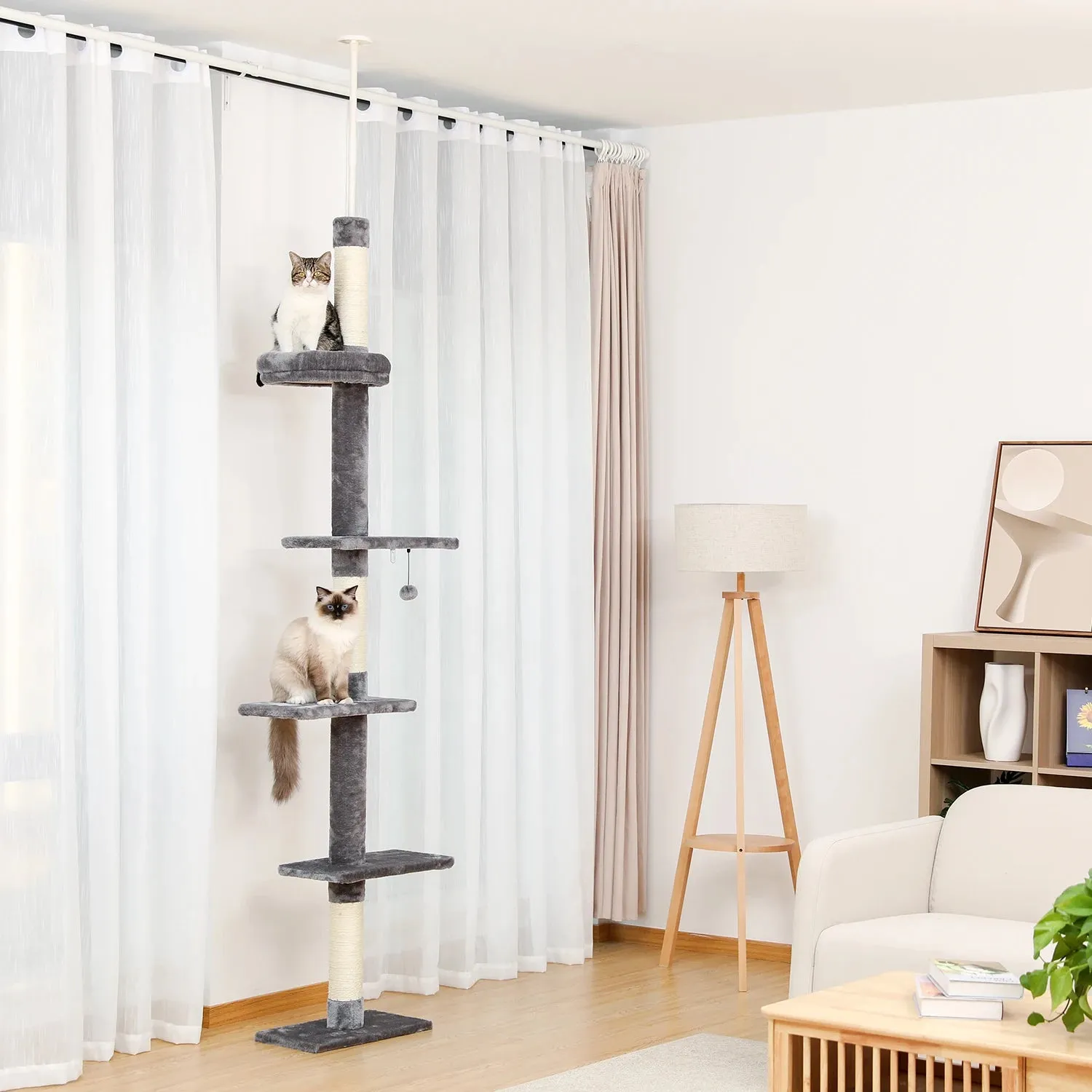 Floor to Ceiling Cactus Shape Adjustable Cat Tree