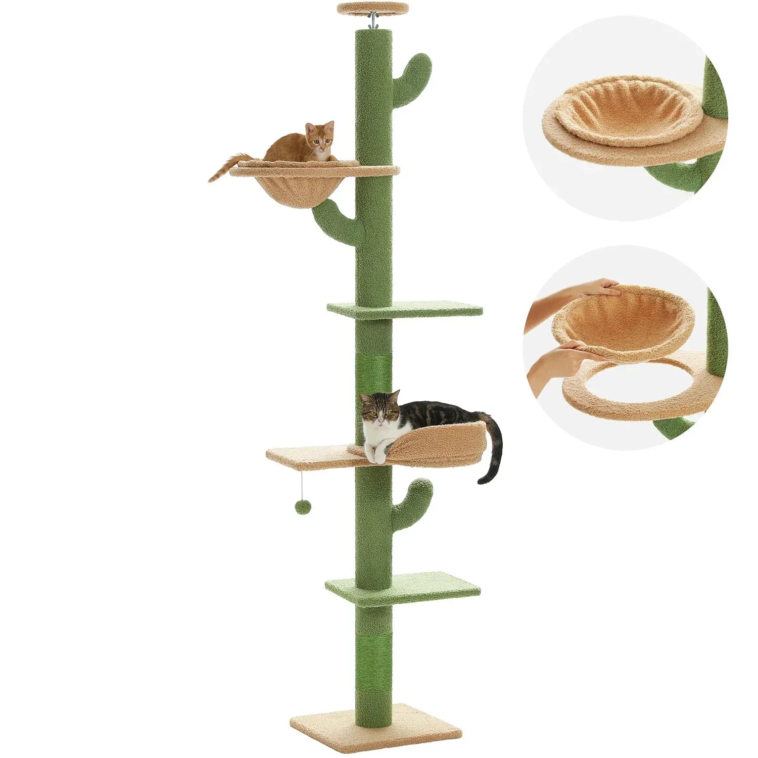 Floor-to-Ceiling Cat Tree - 228-274cm Tall Cat Climbing Tower