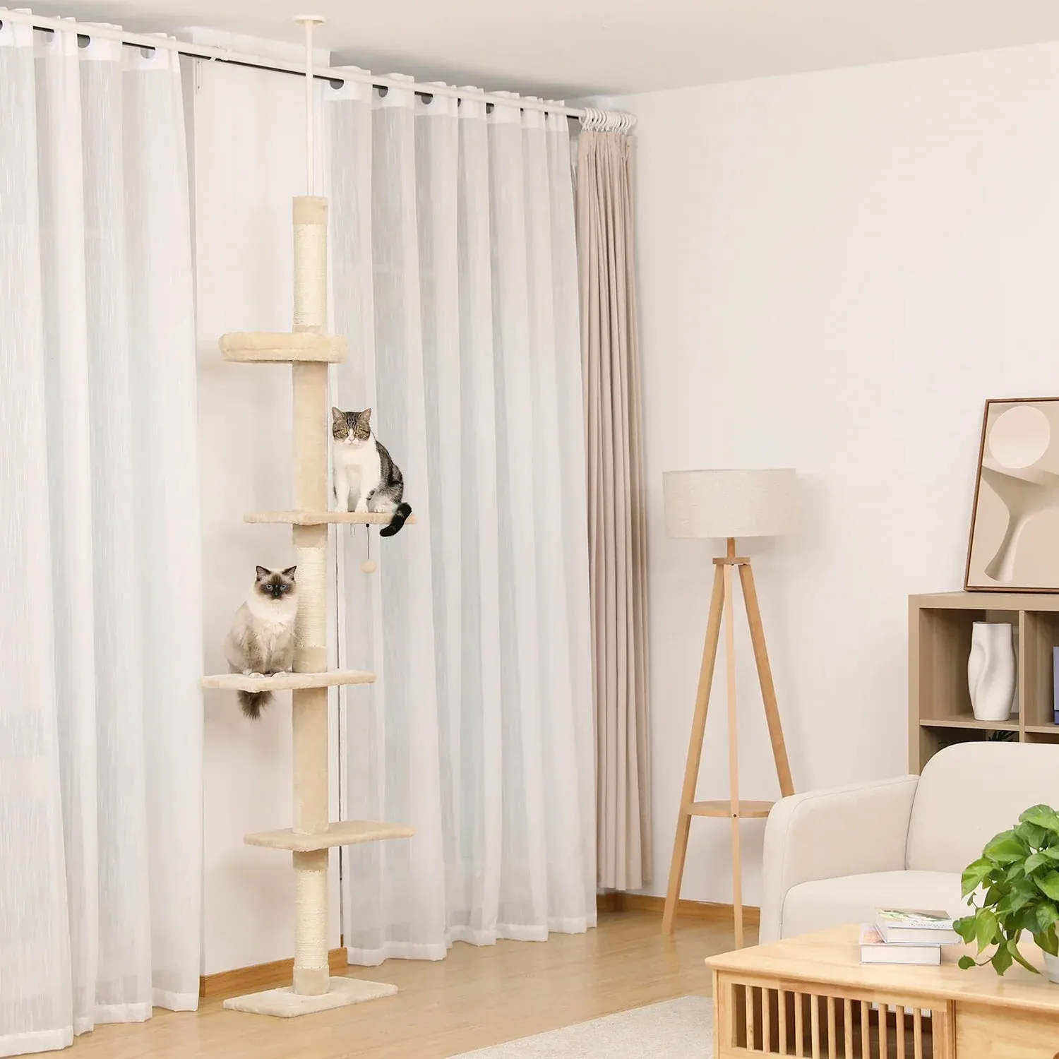 Floor-to-Ceiling Cat Tree - 228-274cm Tall Cat Climbing Tower