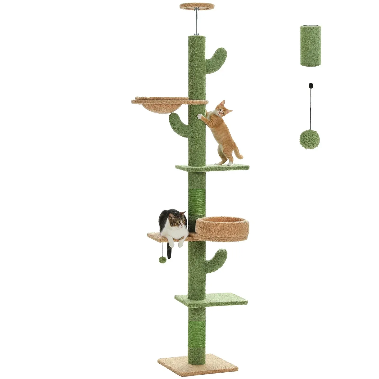 Floor-to-Ceiling Cat Tree - 228-274cm Tall Cat Climbing Tower