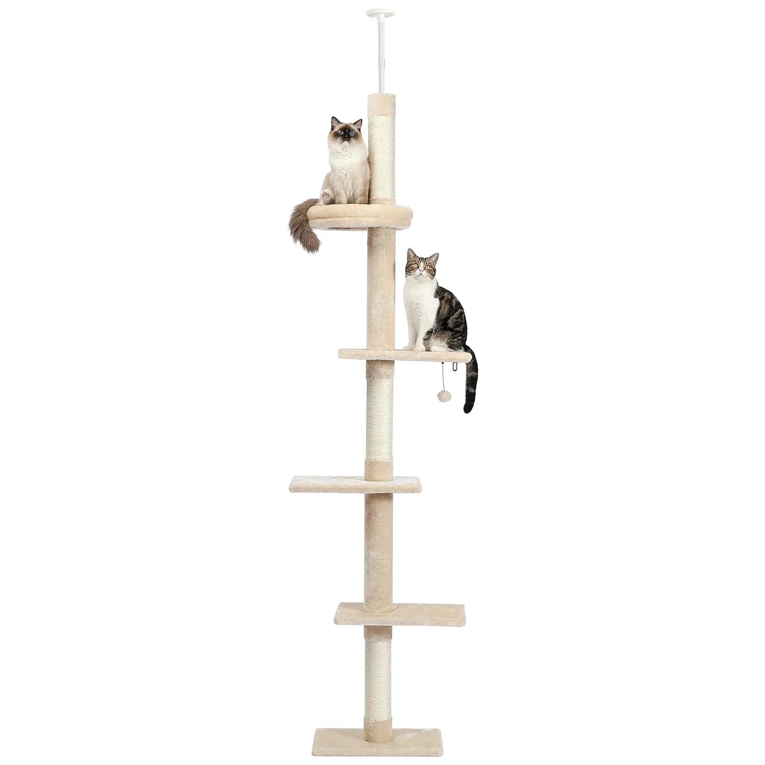 Floor-to-Ceiling Cat Tree - 228-274cm Tall Cat Climbing Tower