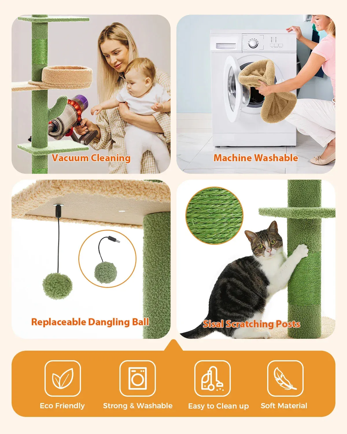 Floor-to-Ceiling Cat Tree - 228-274cm Tall Cat Climbing Tower
