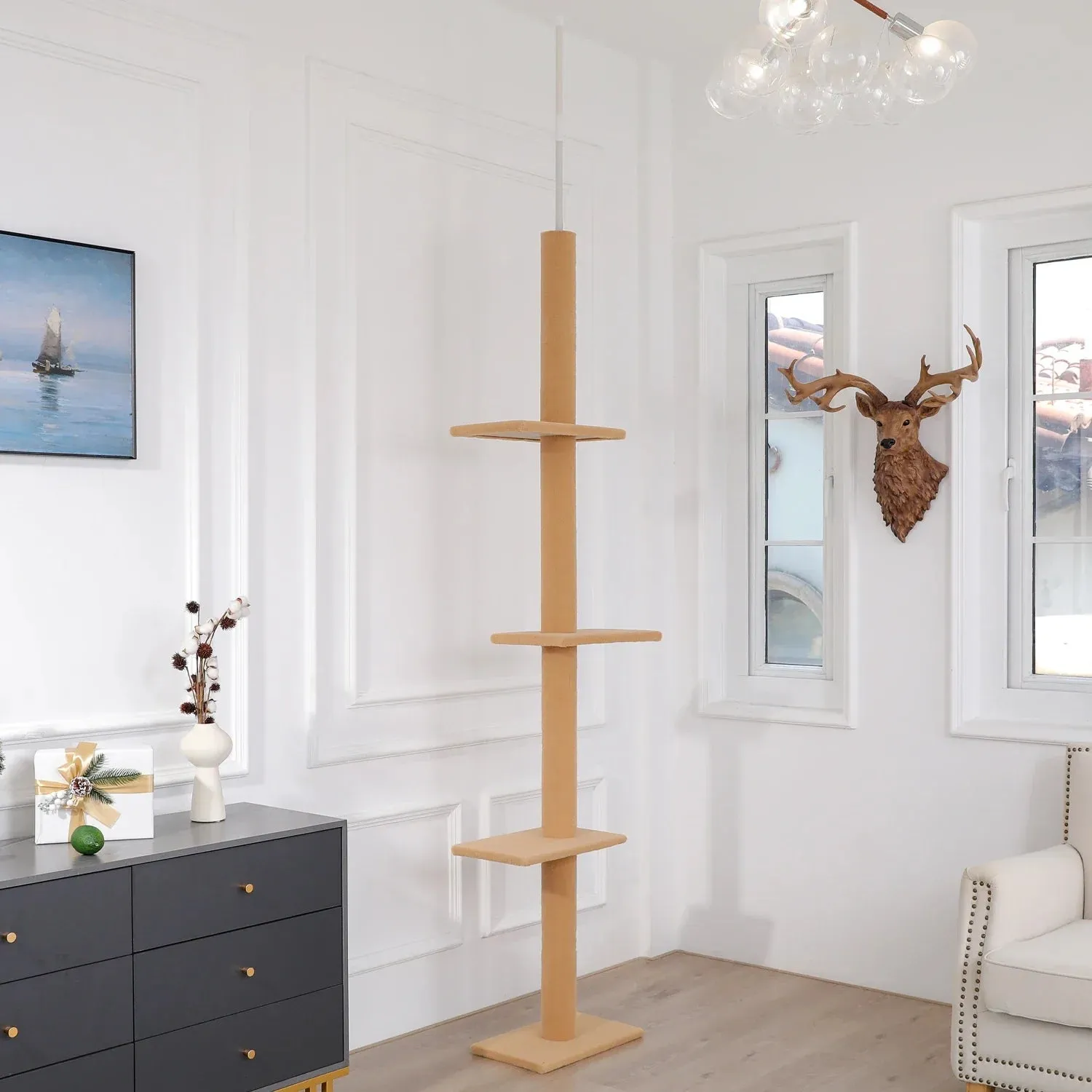 Floor-to-Ceiling Cat Tree - 228-274cm Tall Cat Climbing Tower