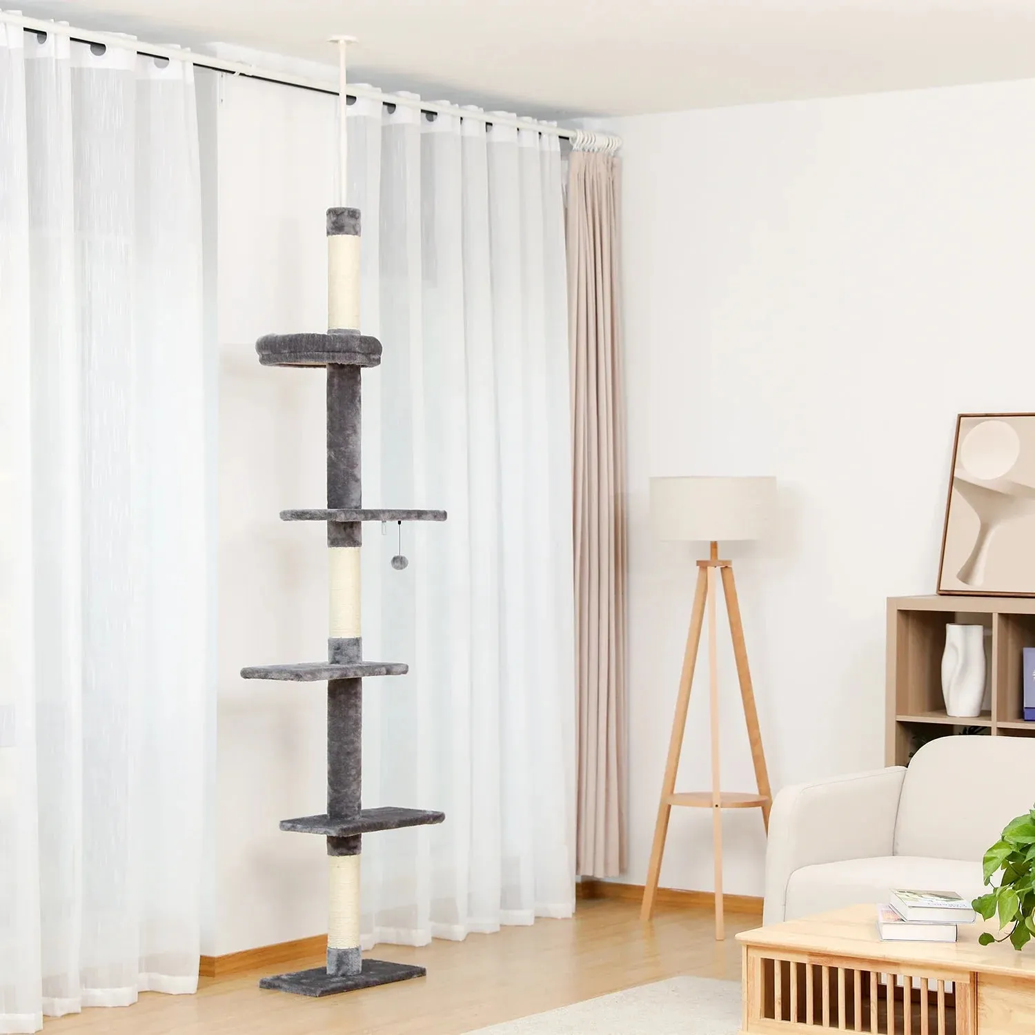 Floor-to-Ceiling Cat Tree - 228-274cm Tall Cat Climbing Tower