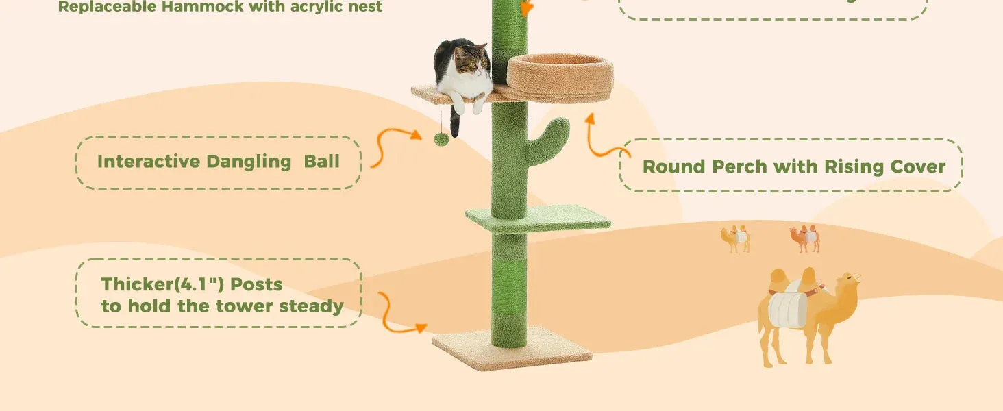 Floor-to-Ceiling Cat Tree - 228-274cm Tall Cat Climbing Tower