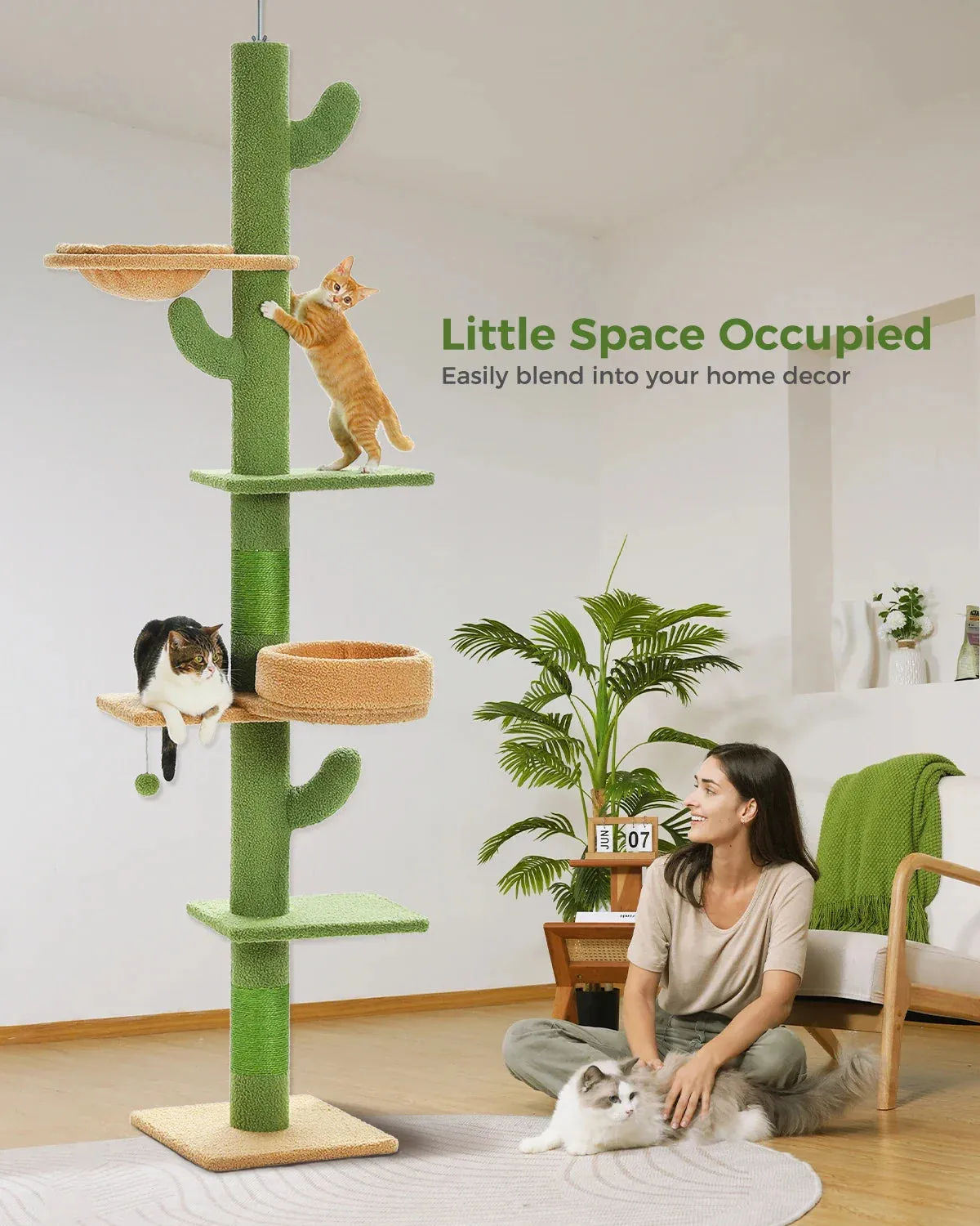 Floor-to-Ceiling Cat Tree - 228-274cm Tall Cat Climbing Tower