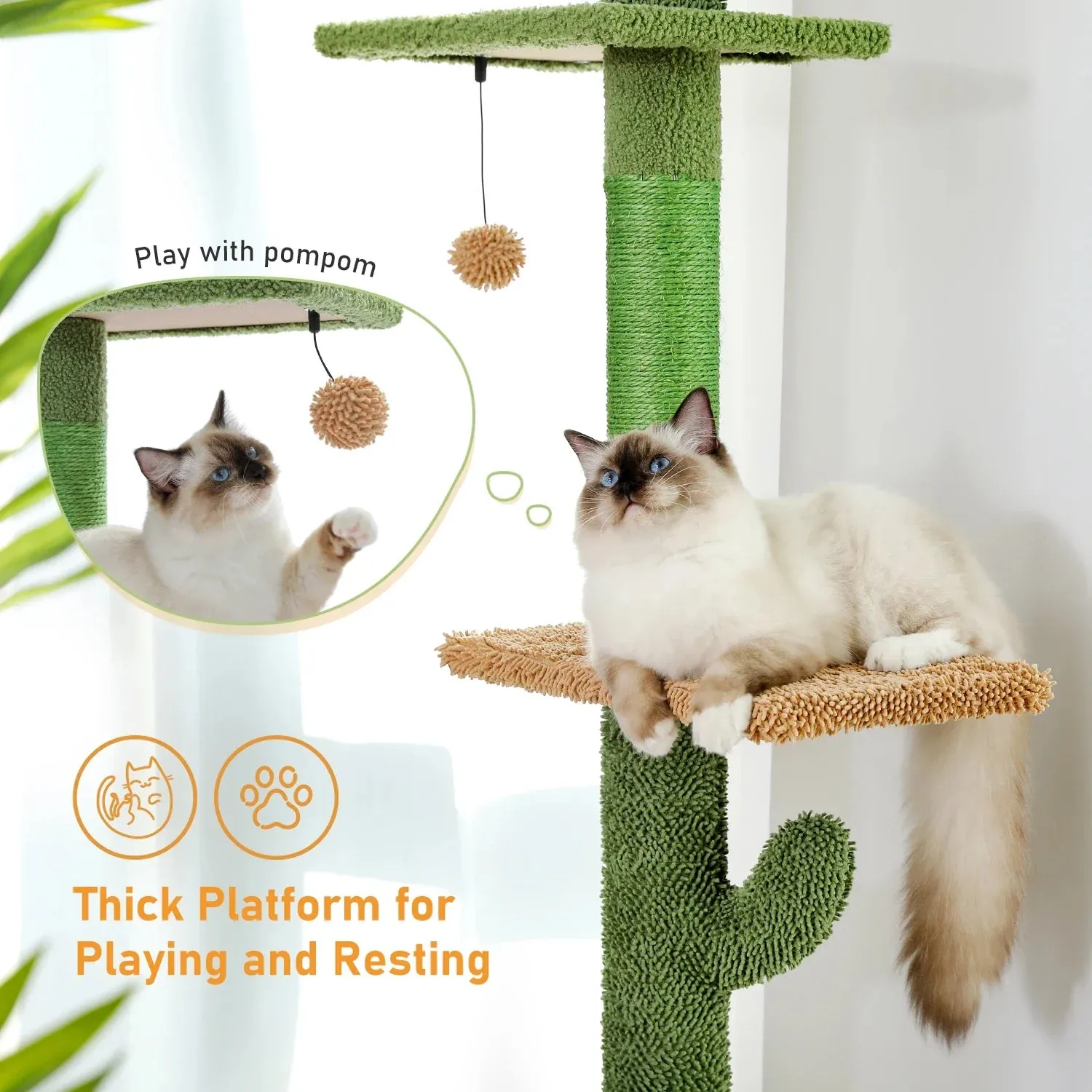 Floor-to-Ceiling Cat Tree - 228-274cm Tall Cat Climbing Tower