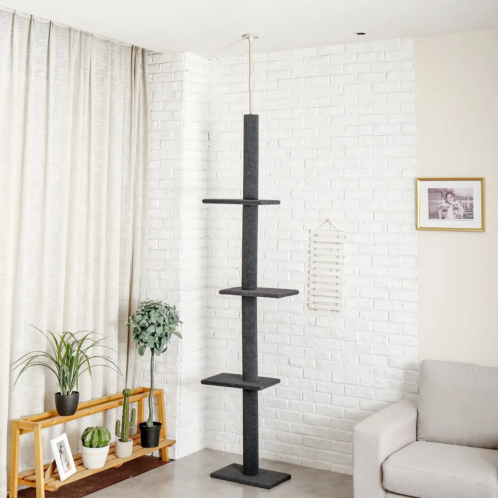 Floor-to-Ceiling Cat Tree - 228-274cm Tall Cat Climbing Tower