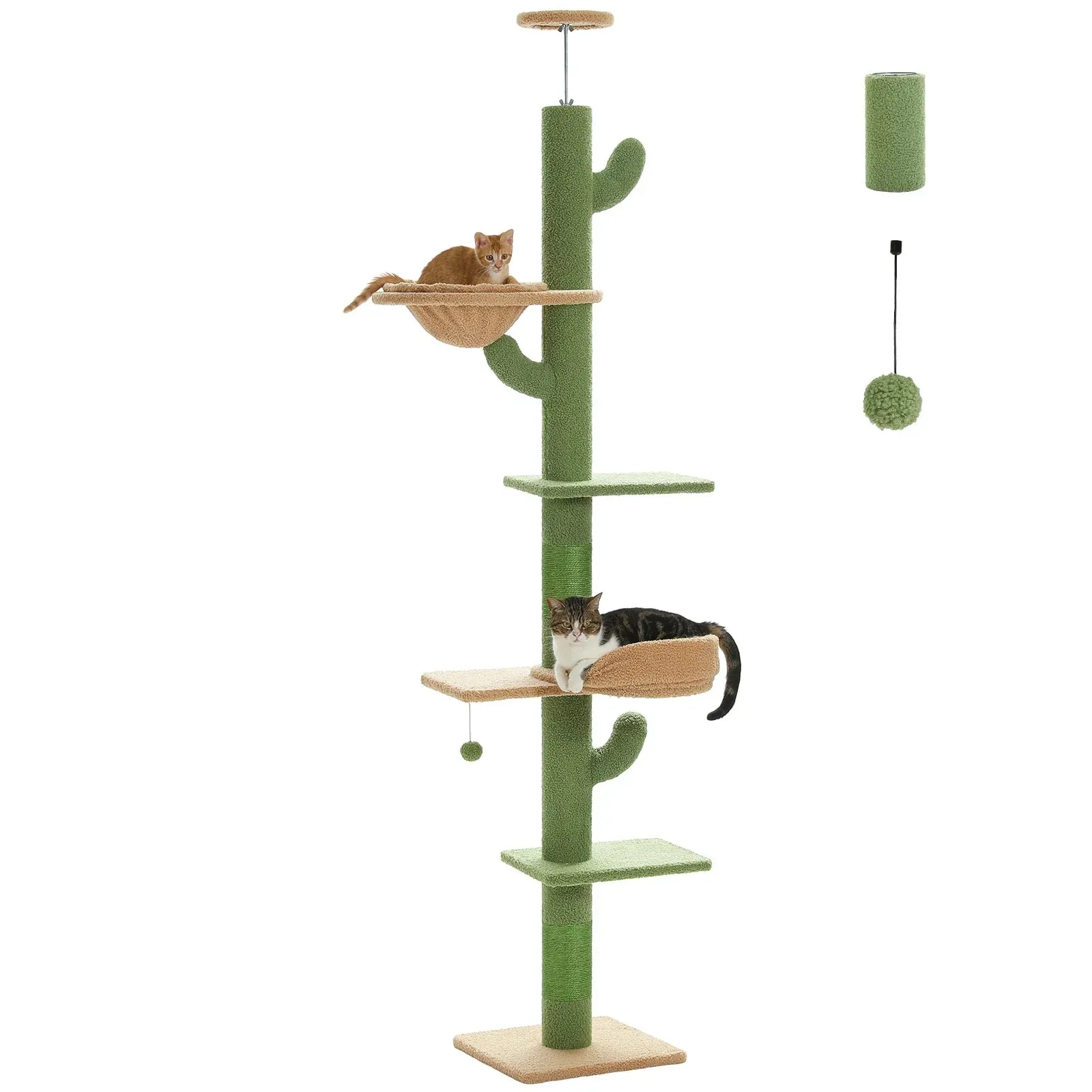 Floor-to-Ceiling Cat Tree - 228-274cm Tall Cat Climbing Tower