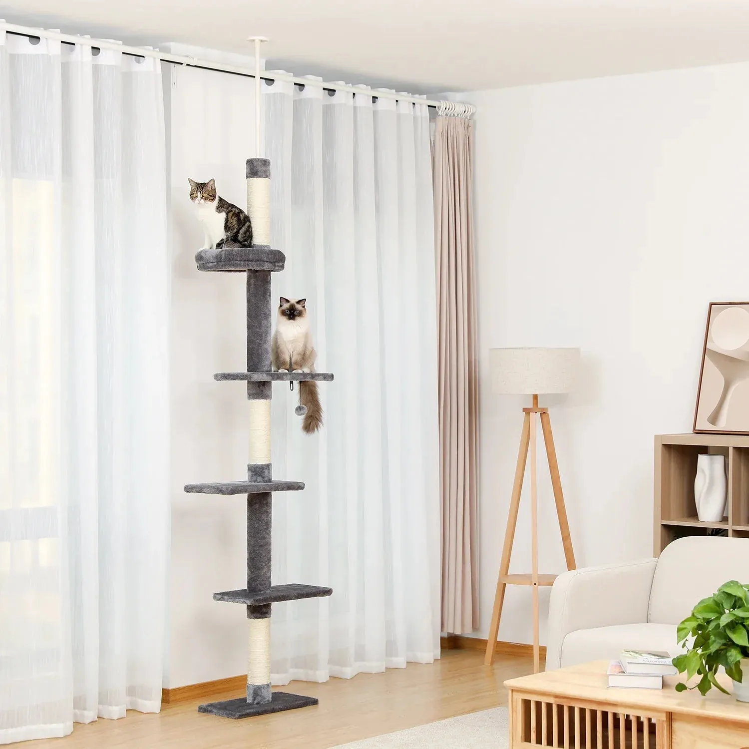 Floor-to-Ceiling Cat Tree - 228-274cm Tall Cat Climbing Tower
