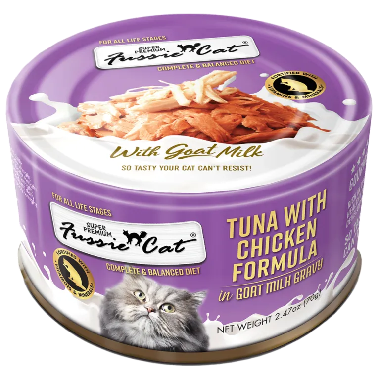 Fussie Cat Premium Tuna with Chicken Formula in Goat Milk Gravy Canned Cat Food