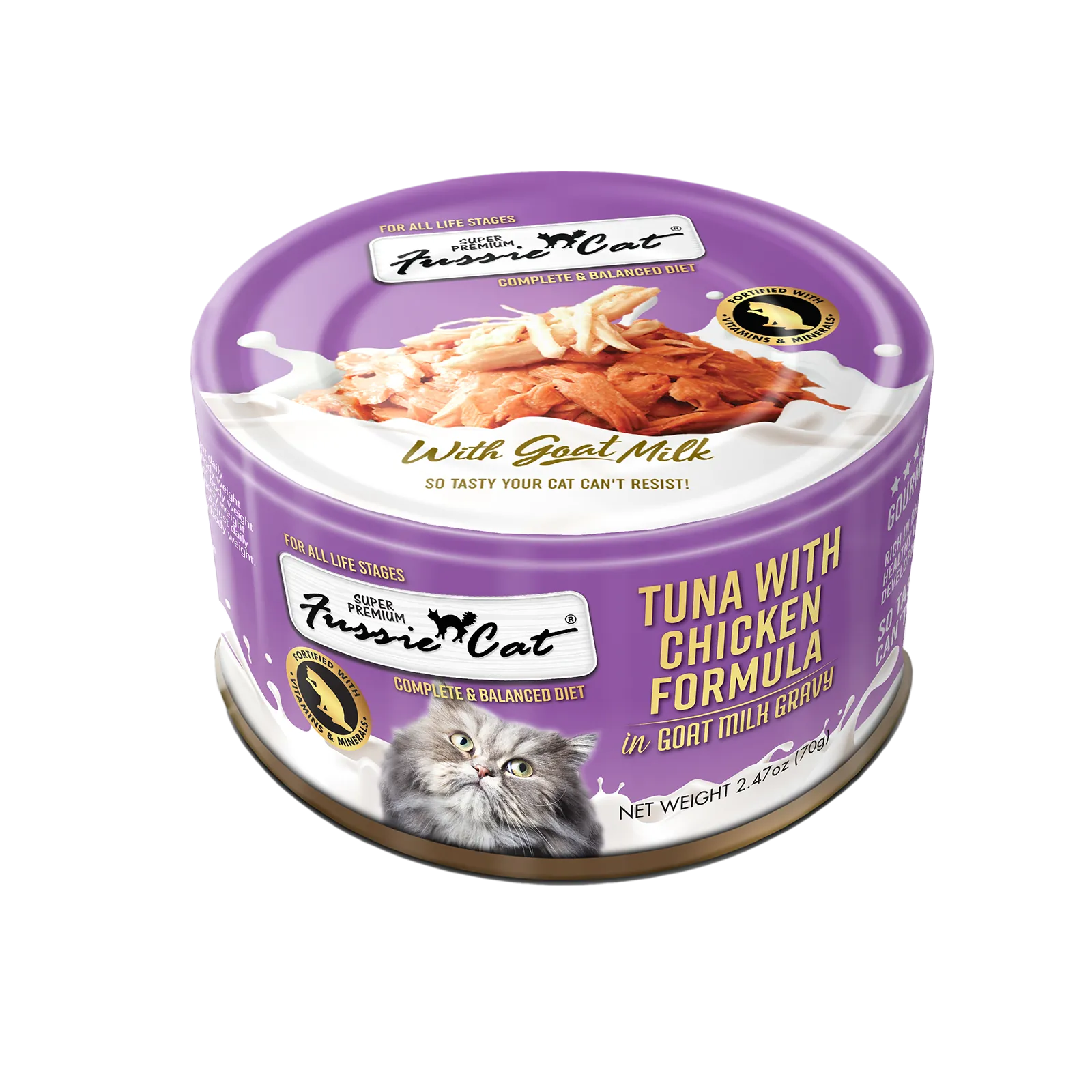 Fussie Cat Tuna With Chicken Formula In Goat Milk Gravy 2.47-oz, Wet Cat Food, Case Of 24
