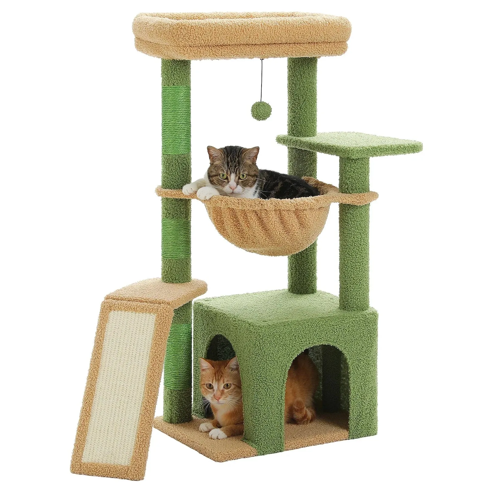 Indoor Cat Tree with Hammock, Condo, and Scratching Posts