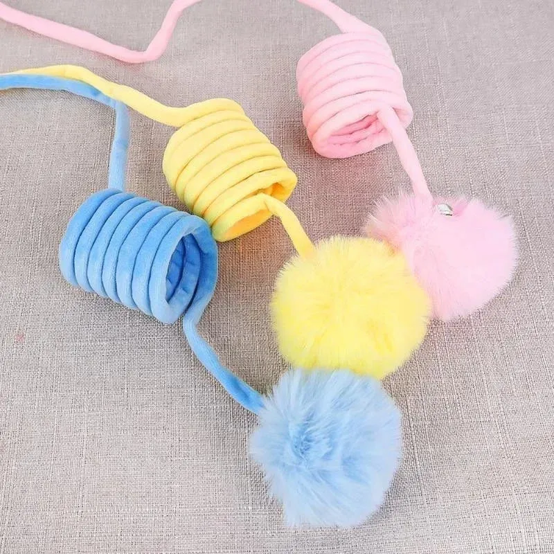Interactive Cat Toy with Spring Rope and Plush Ball