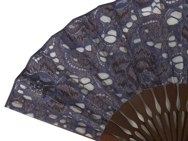 Japanese Sensu Foldable fan with a Fan bag / Masquerade Purple, Lace