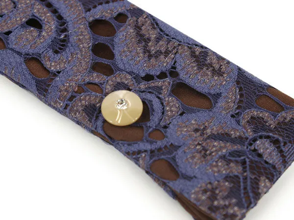 Japanese Sensu Foldable fan with a Fan bag / Masquerade Purple, Lace