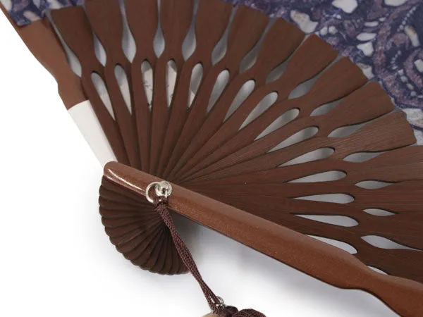 Japanese Sensu Foldable fan with a Fan bag / Masquerade Purple, Lace