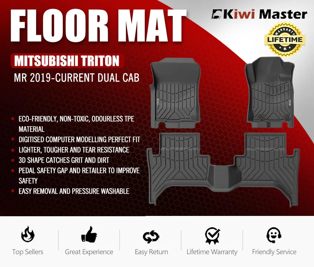 KIWI MASTER 3D Car Floor Mats Fit Mitsubishi Triton MR 2019-Current