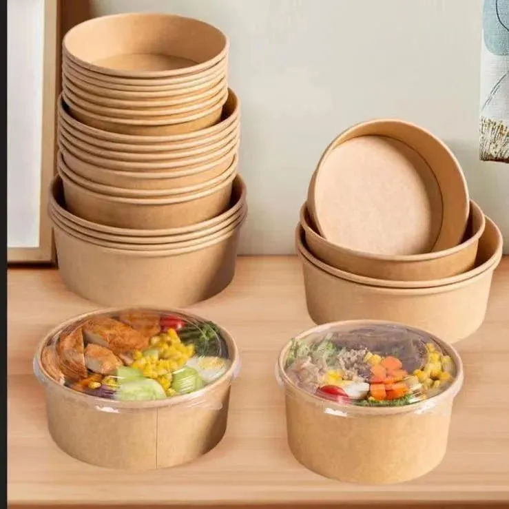 KRAFT SALAD BOWL WITH PET LID-BROWN-CARTON OF 300 PCS