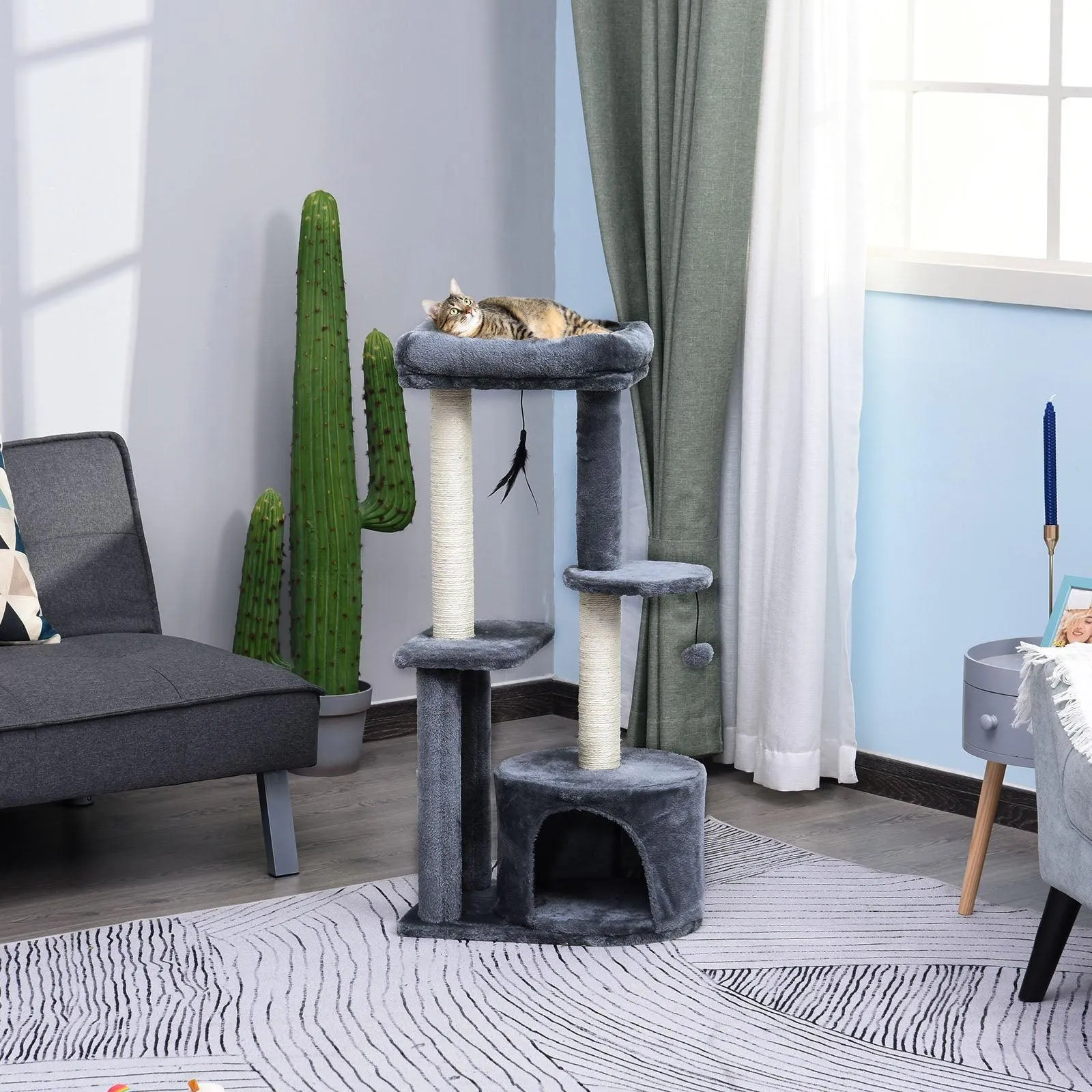 Multi-Activity Cat Tower, 100cm - Grey