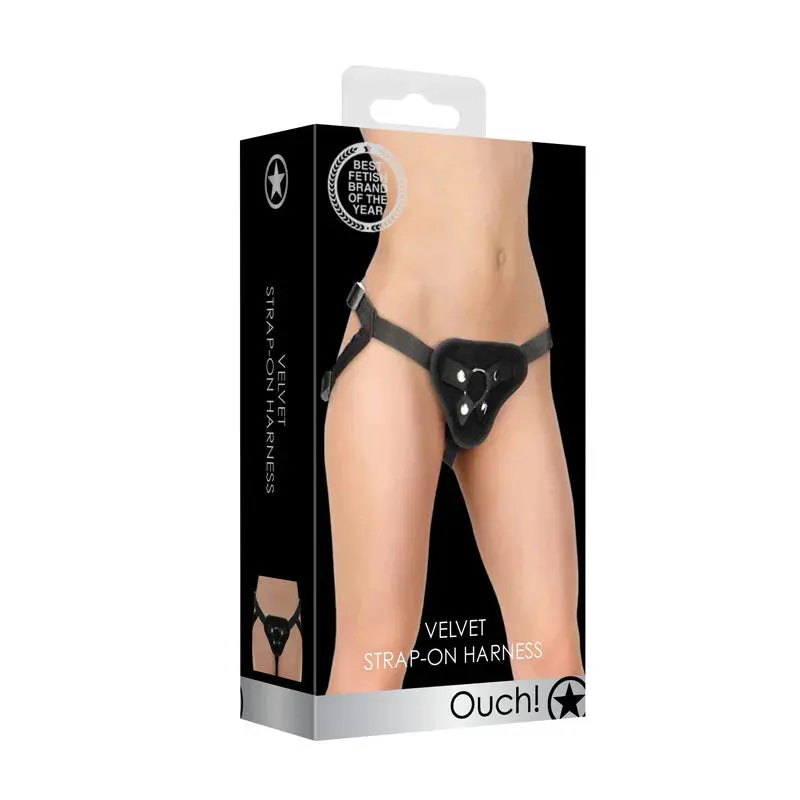 OUCH! Velvet & Velcro Adjustable Harness with O-Ring -  Strap-On Harness (No Probe Included)