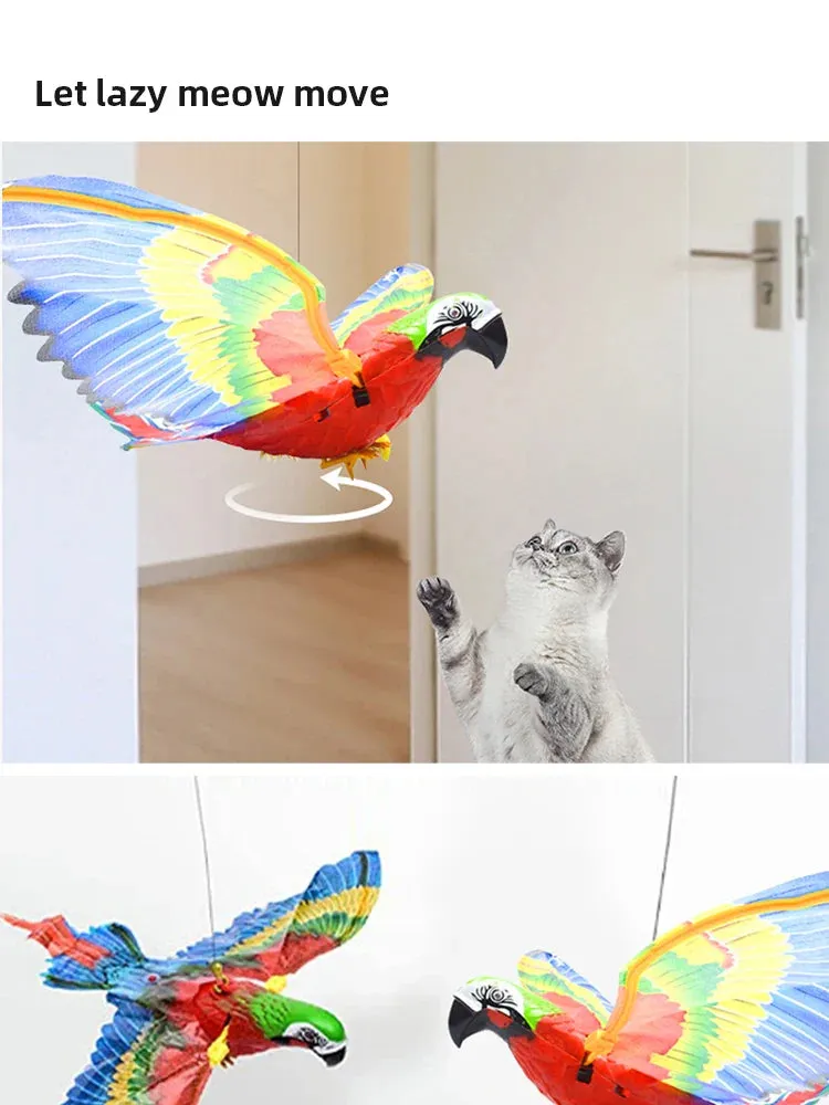 Quiet Electric Cat Teaser | Interactive Flying Parrot Toy