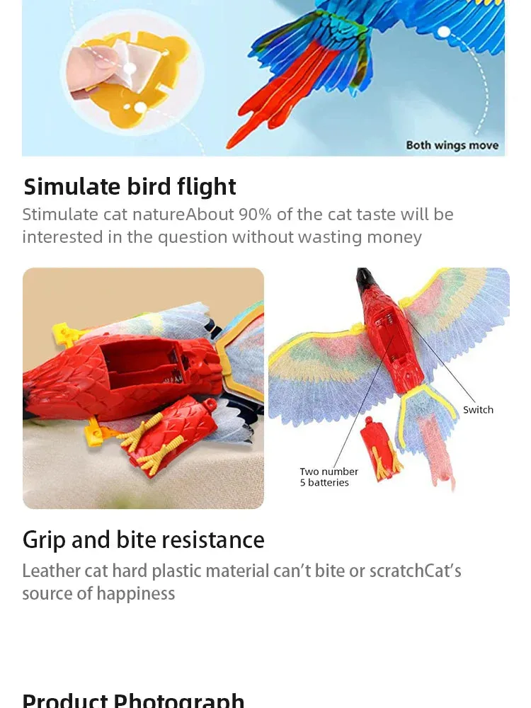 Quiet Electric Cat Teaser | Interactive Flying Parrot Toy